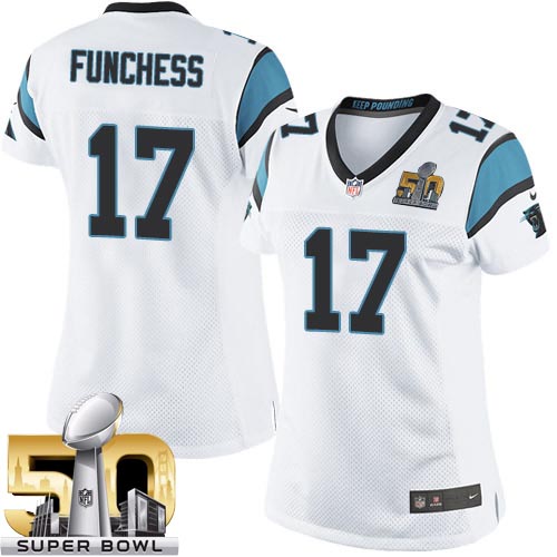 Women's Limited Devin Funchess Super Bowl L Nike Jersey White Road - #17 NFL Carolina Panthers